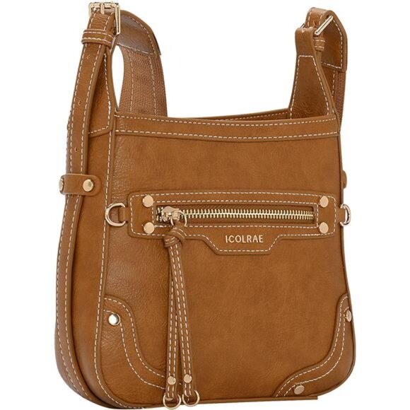 ICOLRAE Small Leather Crossbody Bag For Women - Adjustable Strap Phone Purse